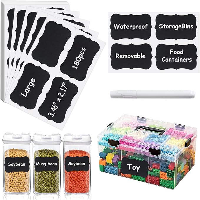 180PCS Chalkboard Labels-3.4" x 2.1" Large Size Reusable Blackboard Stickers by Unknown