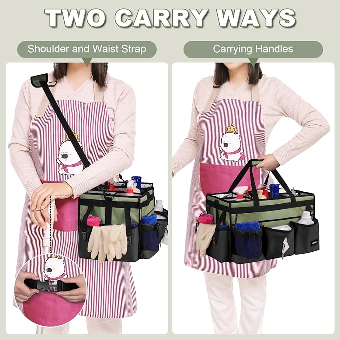 Large Cleaning Caddy Bag with Built-In Support Board, Cleaning Tote Organizer - Image 4