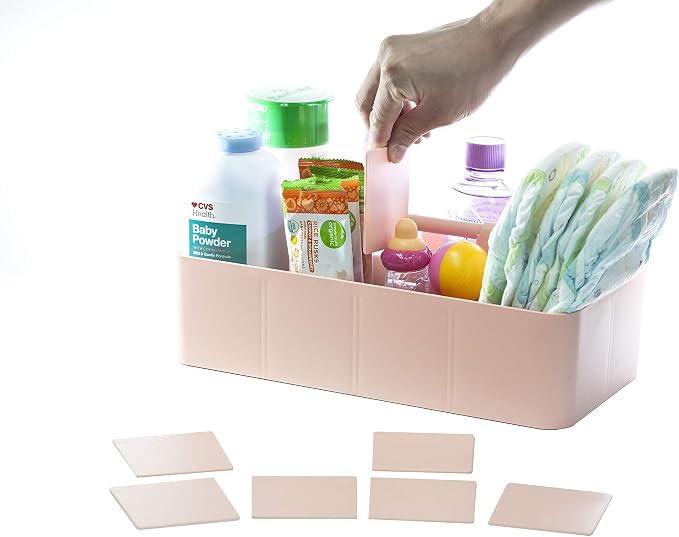 -Large Portable Caddy, DIY Dividers, 8 Compartments, Basket - Image 7