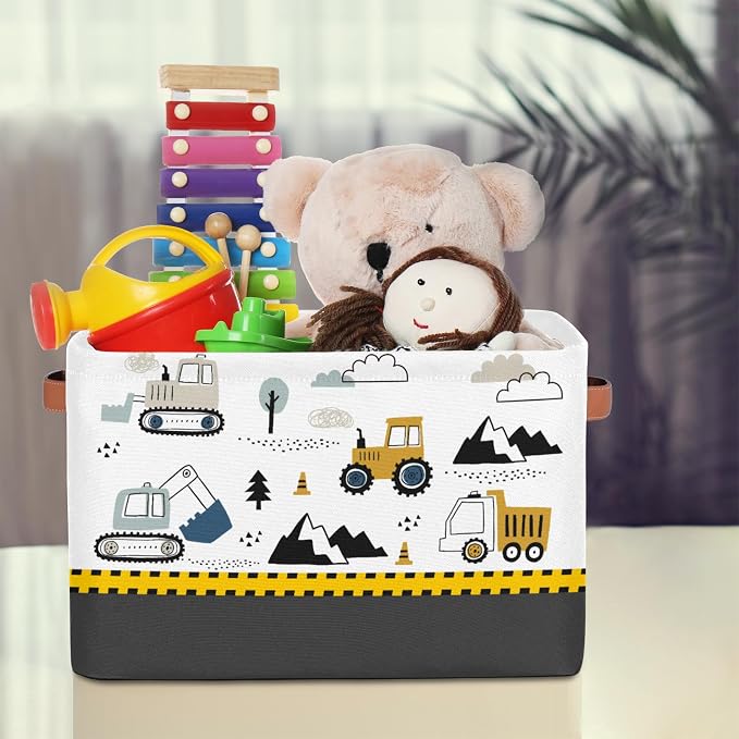 Kid Storage Basket Construction Truck Collapsible Organizer Cube Bin Rectangle - Image 6