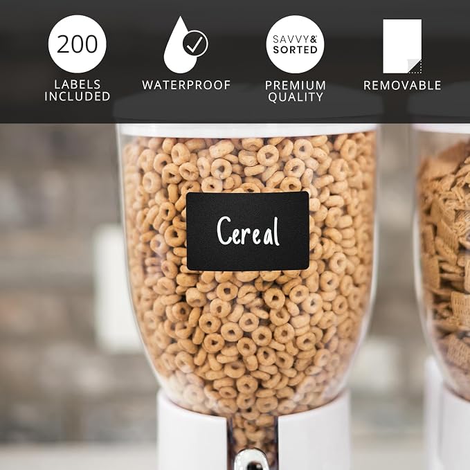 200 Chalkboard Labels for Food Containers, Reusable Black Stickers - Image 3