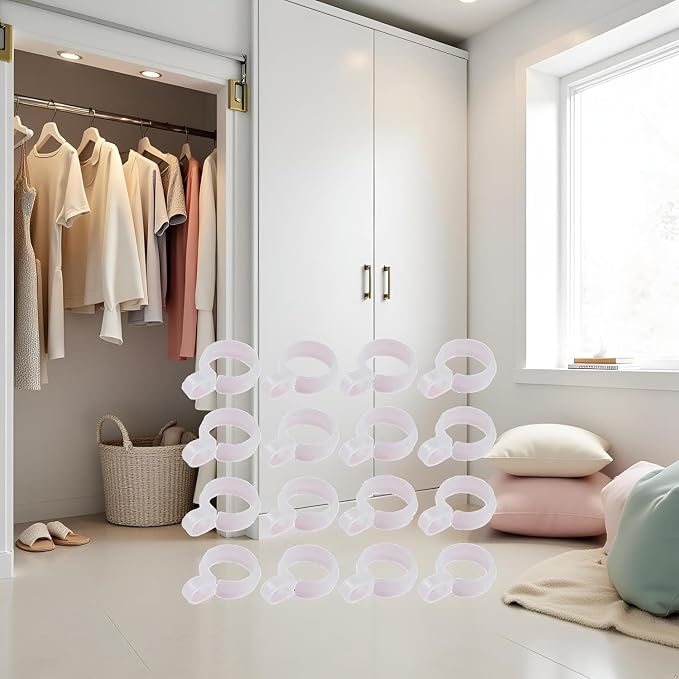 50Pcs White Plastic Windproof Hanger Hooks, Clothes Hanger Clips, Laundry - Image 5