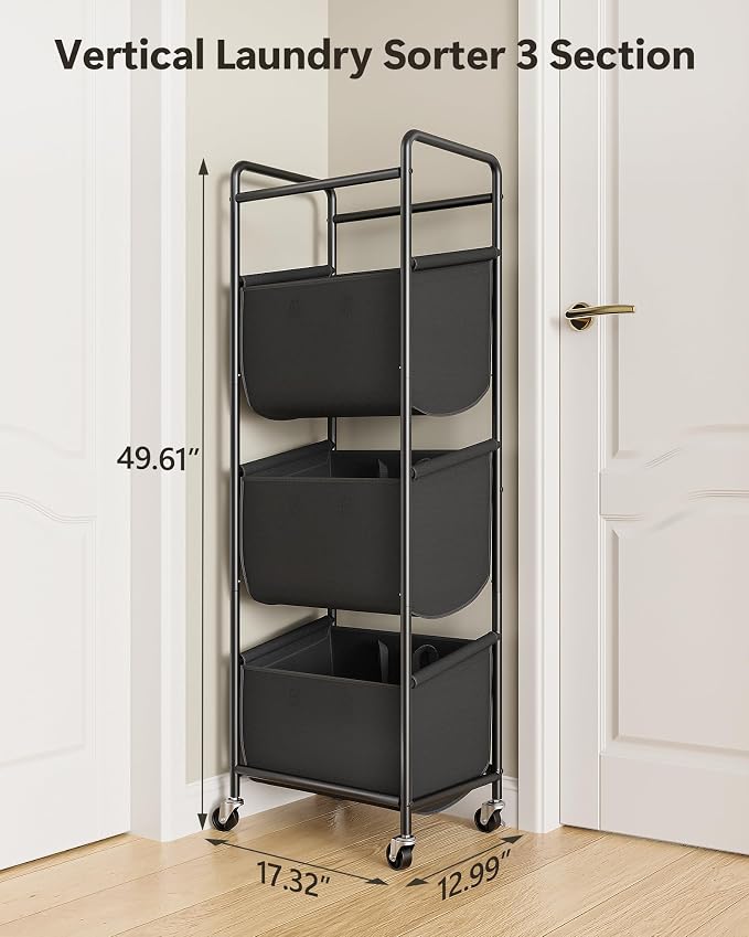 Moforoco Vertical Laundry Sorter 3 Section - Image 8
