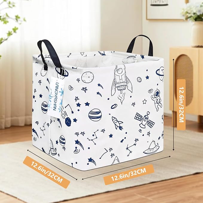 LANGYASHAN Square Storage Baskets Waterproof Canvas Children Laundry Nursery - Image 2