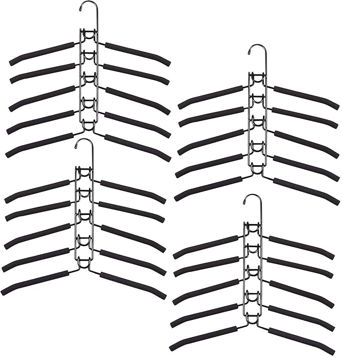 Clothes Hangers Space Saving: 4 Pack 5 in 1 Multi Layer Metal Hanger Racks by YiSeyruo