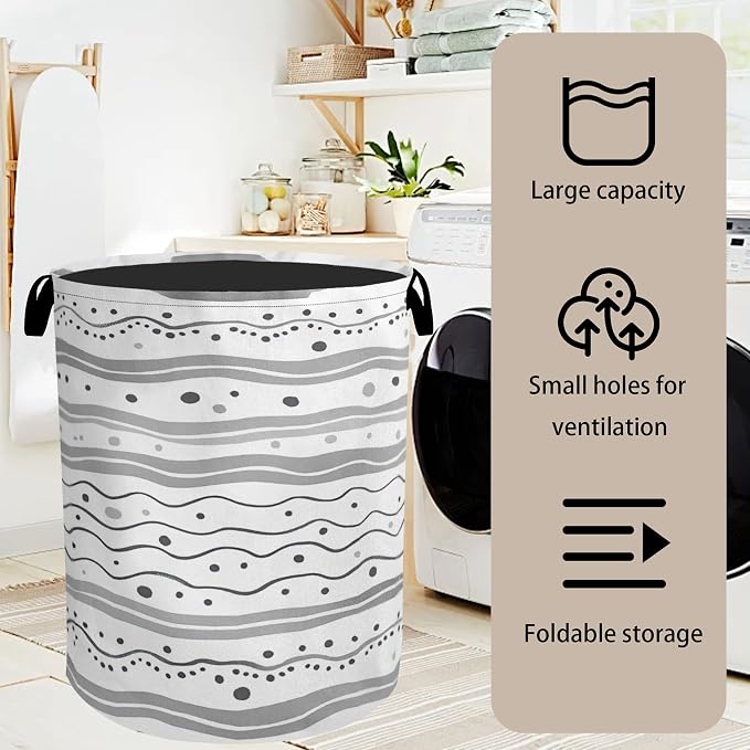 Grey Lines Laundry Basket - Image 7