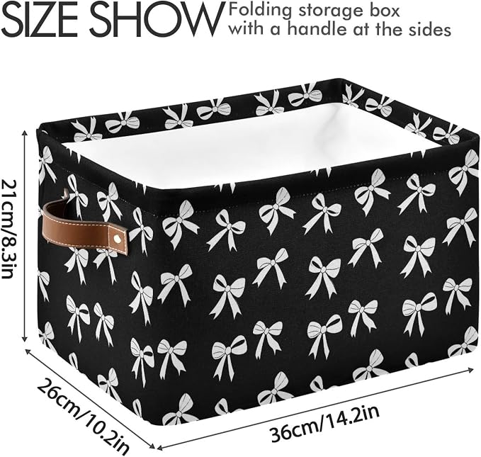 Wamika Black White Bow Storage Basket - Image 3