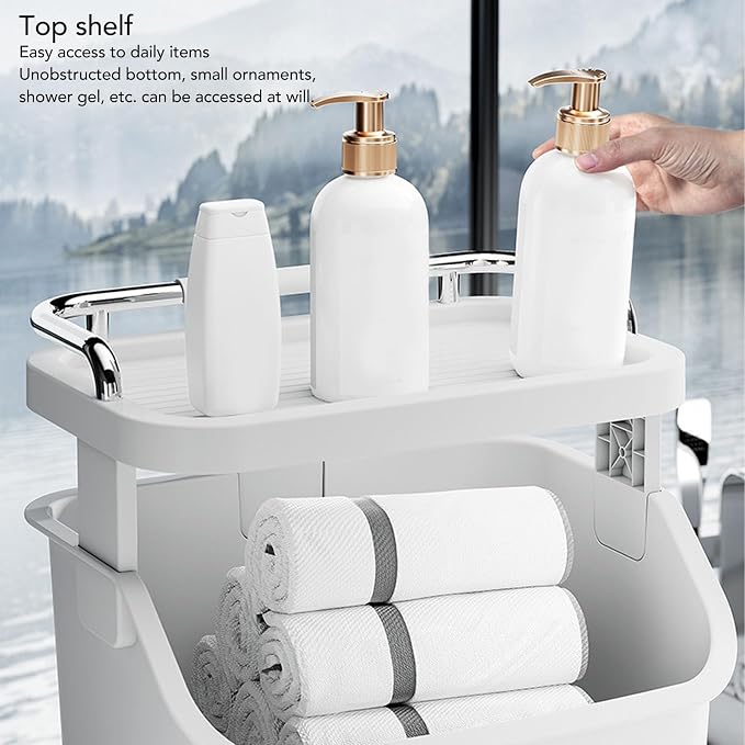 Bathroom Laundry Basket, Stackable Rolling Laundry Hamper, Clothes Storage - Image 3
