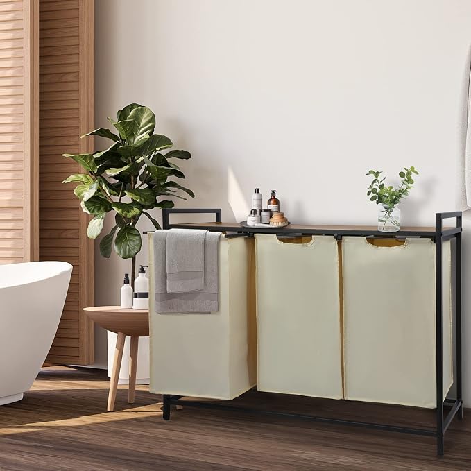 Pull Out Laundry Hamper 3 Compartment Laundry Sorter - Image 6