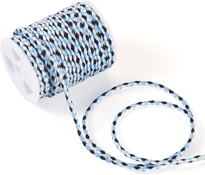 1.5 mm Braided Cotton Cord Macrame Metallic Colorful Thread 4-Ply Twisted - Image 7