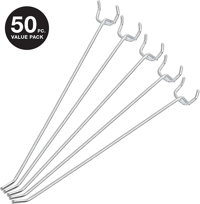 Neiko 53104A 8” Pegboard Hook Organizer Kit, 50 Pack, Hanging Hooks Set - Image 6
