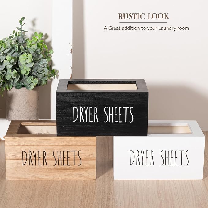 zoocatia Laundry Room Decor Dryer Sheet Container Wood Detergent Dispenser - Image 5