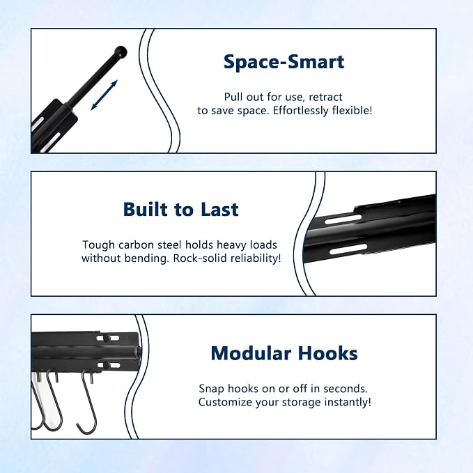 12 Inch Valet Rod for Closet Pull Out, Retractable Carbon Steel Pull Down - Image 5