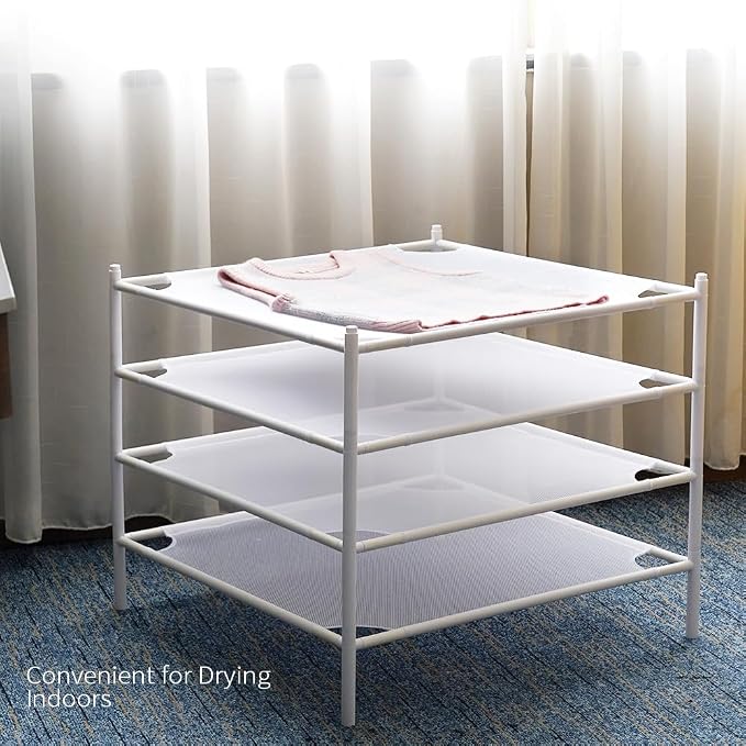 4-Layer Stackable Laundry Drying Rack, Mesh Clothes Drying Rack, Herbs & More - Image 8