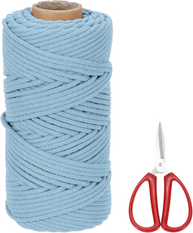 MECCANIXITY Braided Macrame Cord, 4mm x 109 Yards Natural Cotton Rope Macrame by MECCANIXITY