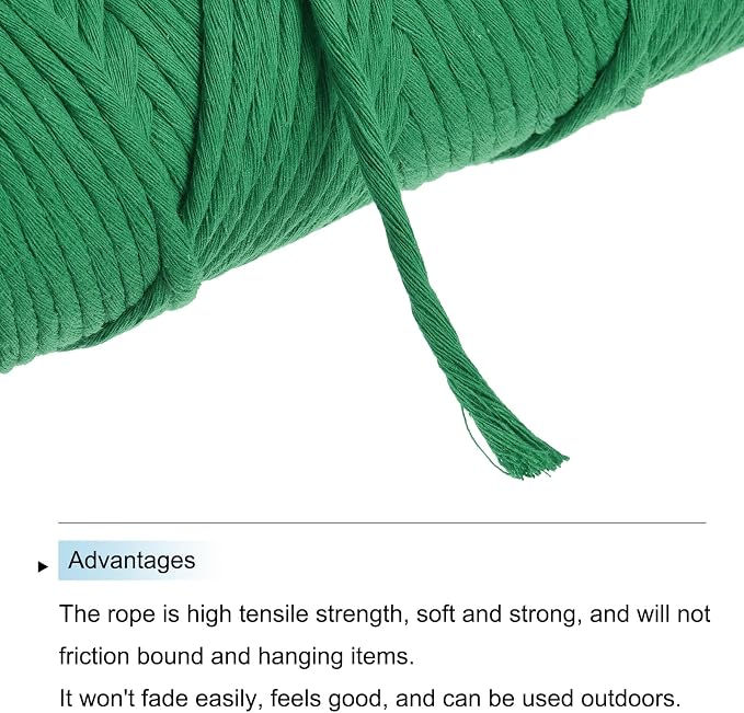 MECCANIXITY Cotton Rope Twisted Braided Twisted Single Strand Cord, Fresh Green - Image 4