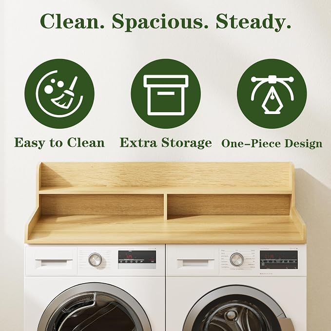 2-Tier Washer Dryer Countertop, Laundry Room Organization and Storage, 27.6" x - Image 3