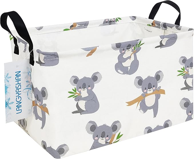 LANGYASHAN Rectangular Storage Bin Collapse Canvas Fabric Cartoon Storage Basket by LANGYASHAN