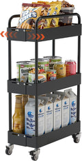 HOTEAGLE 3-Tier Rolling Cart Metal Expandable Utility Carts by HOTEAGLE