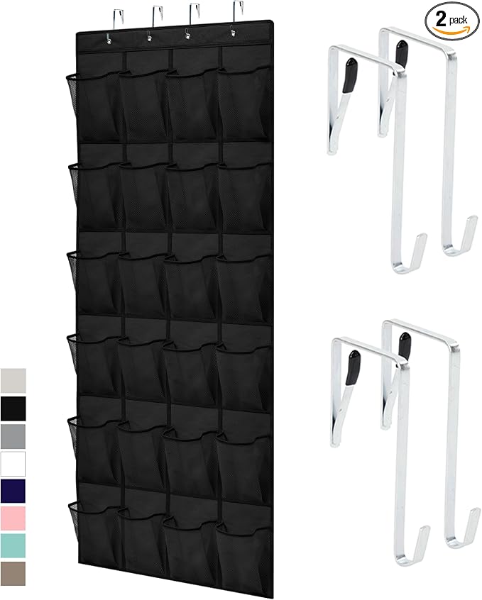 GORILLA GRIP Over the Door Shoe Organizer, 2 Pack, 24 Breathable Mesh Pockets by GorillaGrip