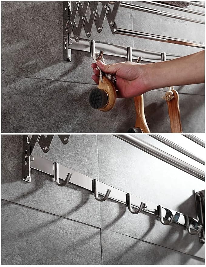 Foldable Wall Mounted Clothes Airer Hanger Towel Holder Household Easy Storage - Image 6