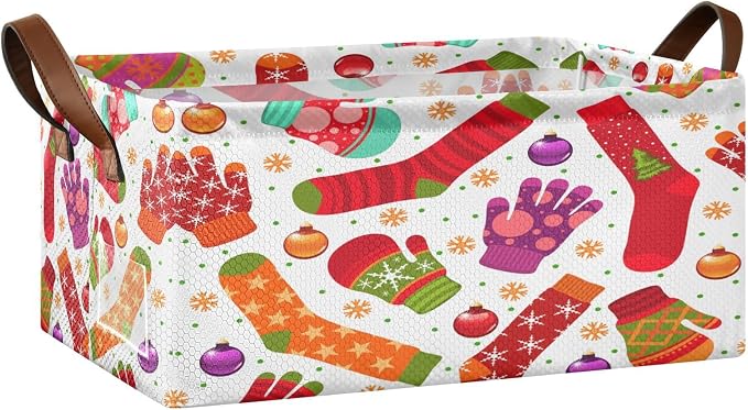 Kigai Christmas Stocking Gloves Storage Basket Waterproof Collapsible Storage by Kigai