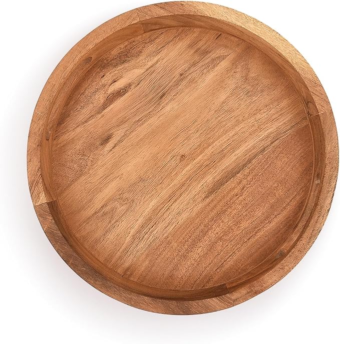 Samhita Round Serving Acacia Wooden Tray - Image 4