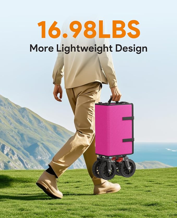 Wagons Carts Foldable, Collapsible Foldable Wagon 330lbs Capacity, Large - Image 3