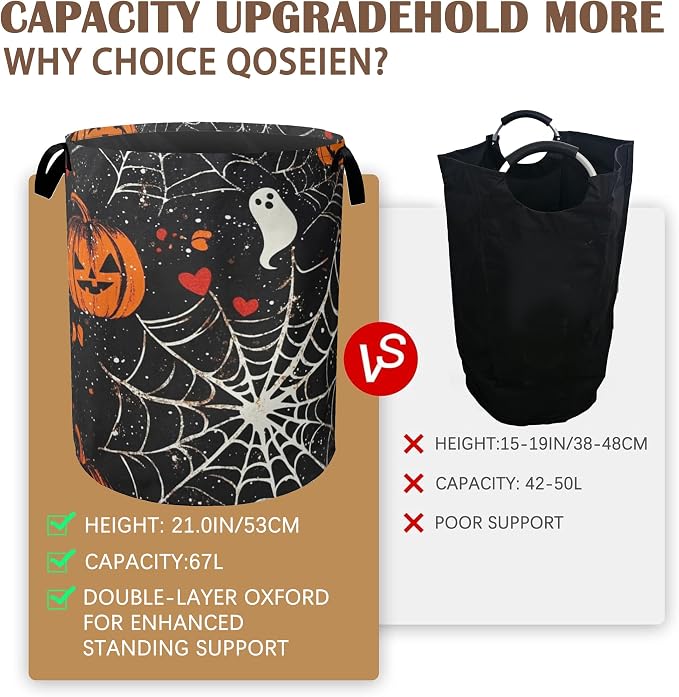 Halloween Laundry Basket Pumpkin Collapsible Hamper - Image 4