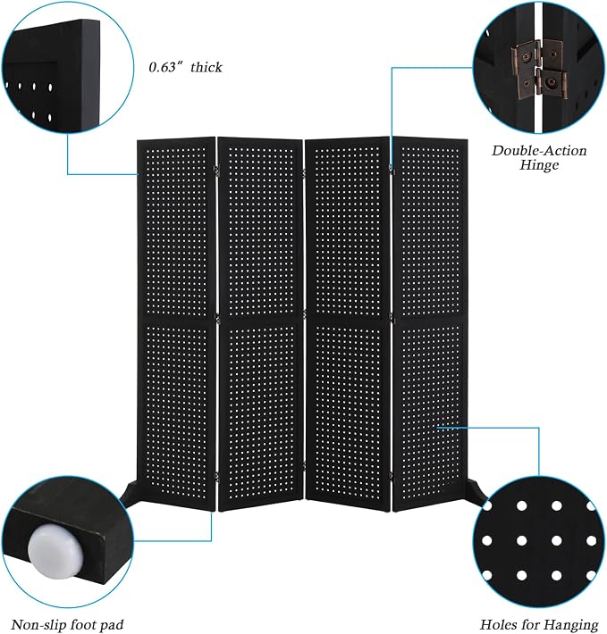 Bonnlo 4 Panel Pegboard Freestanding, 5 FT Portable Display Board Organizer - Image 4