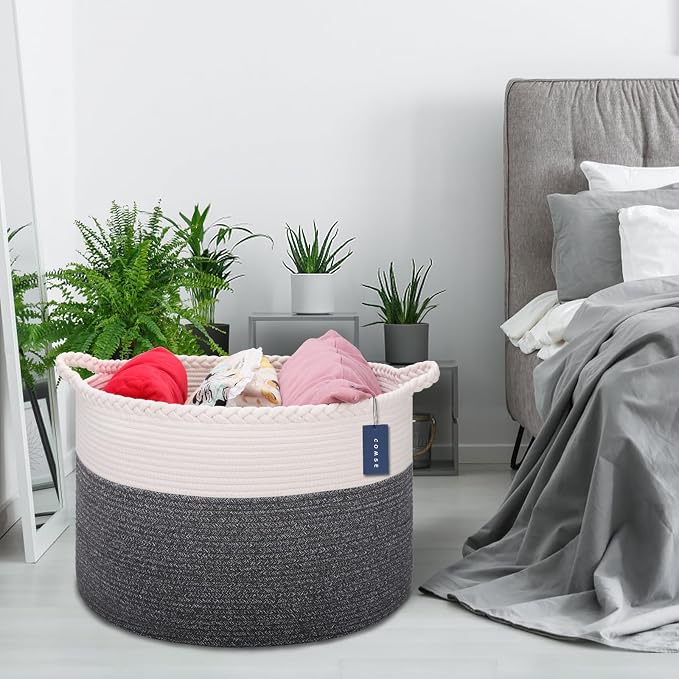 COMSE Extra Large Blanket Basket, Woven Laundry Basket, 21.7”x 13.8”, Nursery - Image 7
