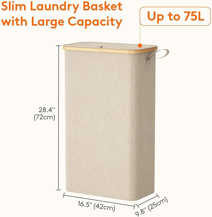 Lifewit 75L Slim Laundry Hamper - Image 3