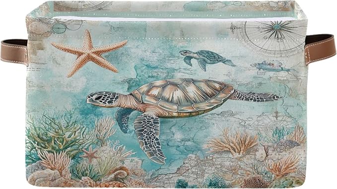 Nautical Starfish Fabric Storage Basket by Wamika