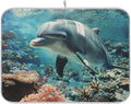Summer Lifelike Ocean Coral Dolphin Absorbent Dish Drying Mat Microfiber by Unknown