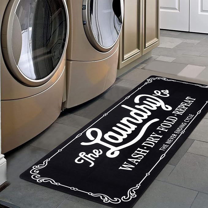 Pauwer Laundry Room Rug Runner 20"x48" Waterproof Rubber Laundry Mat Non Slip by Pauwer