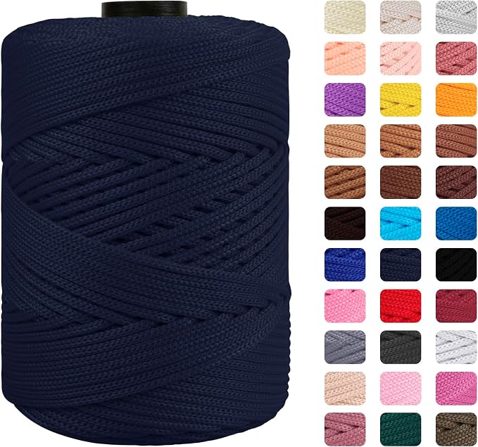 CAMAL Polypropylene Cord 3mm 185 Yards Colorful Polyester Yarn Handmade by CAMAL