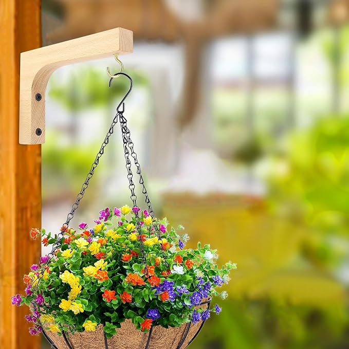 Upriver 2 Pack Wooden Plant Hanger Hooks, Wall Mounted Hanging Basket Hooks - Image 5
