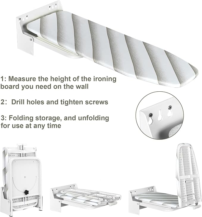 uyoyous Wall Mounted Ironing Board 37.4x11.8 inch Compact Folding Iron Board - Image 6