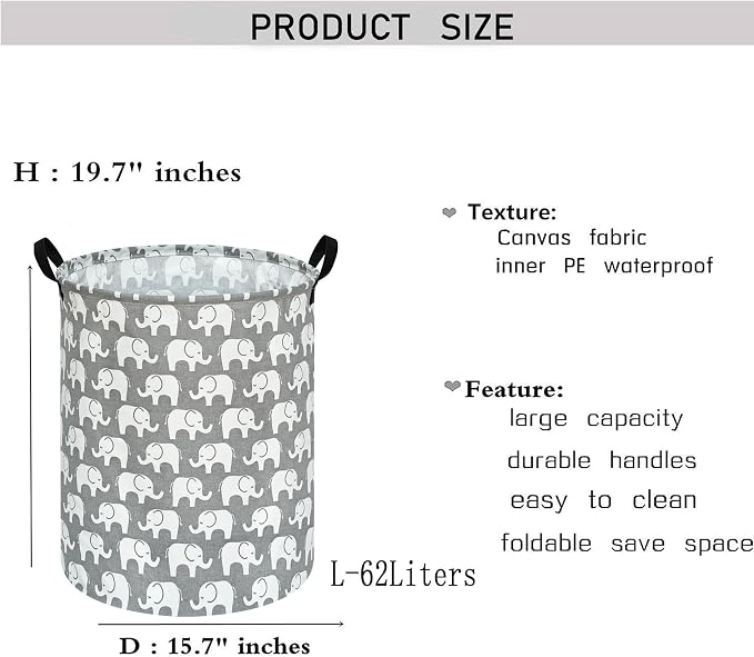 KUNRO Round Laundry Gift Basket Storage Hamper, Clothes Storage Organizer Bins - Image 2