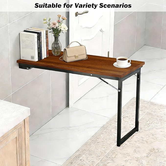 Wall Mounted Folding Table, Wood Dropdown Table - Image 5