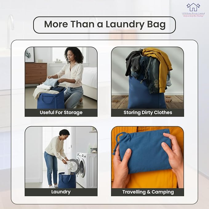LFH Home Large Premium Cotton Canvas Laundry Bag - Image 6