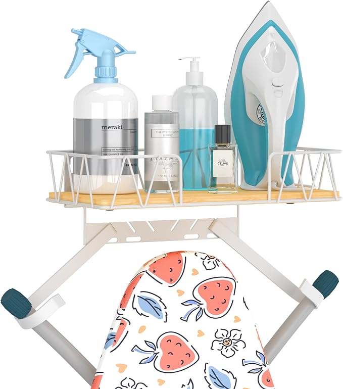 Ironing Board Hanger with Removable Hooks, Ironing Board Holder Wall Mounted by Vincona