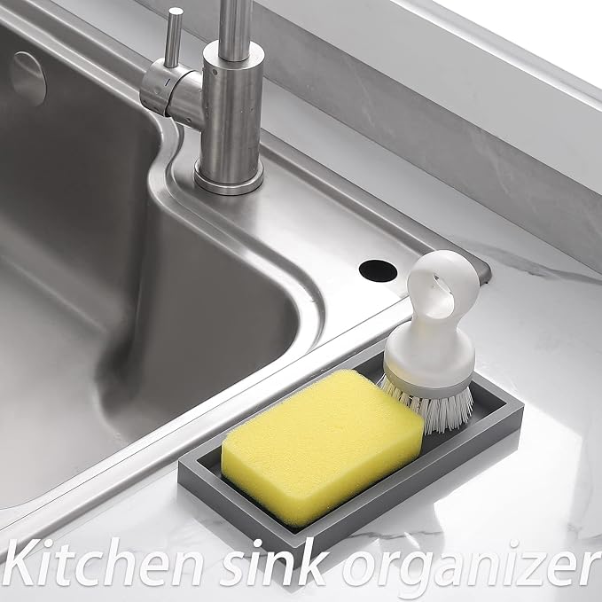 Small Silicone Bathroom Vanity Tray Rectangle Soap and Sponge Holder Kitchen - Image 8