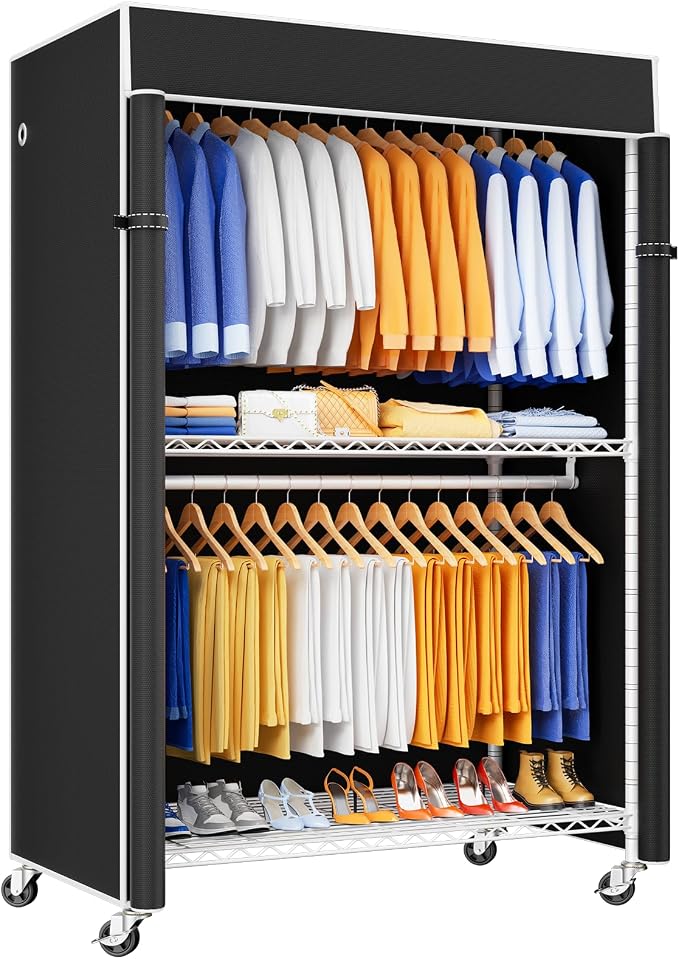 P8C Heavy Duty Clothes Rack（With Extended Width Design） Rolling Clothing Racks by UlifHome