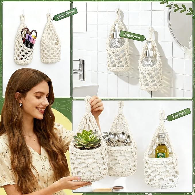 Macrame Wall Plant Hanger, Hanging Planter Basket Holder, Wall Planters - Image 5