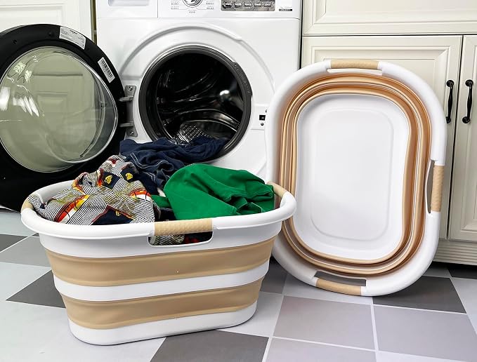 SAMMART 40L Set of 2 Plastic Foldable Laundry Basket - Image 4