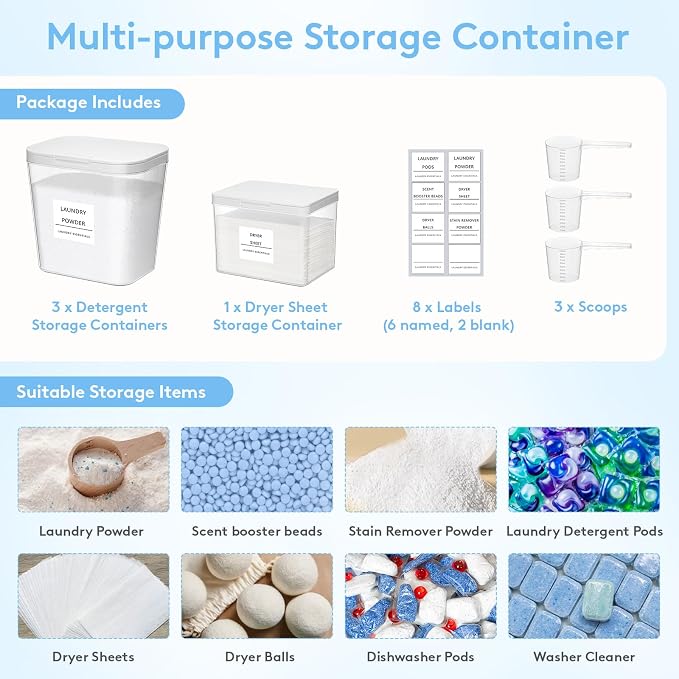 Lifewit 4 Pcs Laundry Pods Container - Image 6