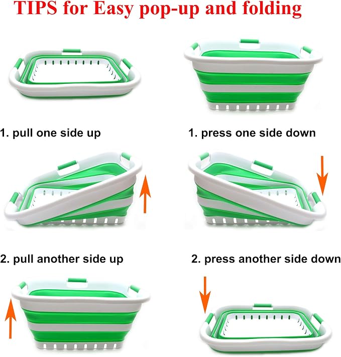 SAMMART 41L Collapsible 3 Handled Plastic Laundry Basket - Image 7