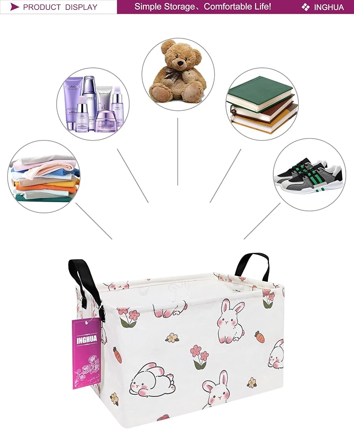 Rectangular Storage Basket Fabric Organizer Bin - Image 3