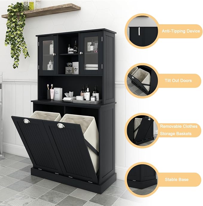 Tall Tilt Out Laundry Hamper Cabinet - Image 6
